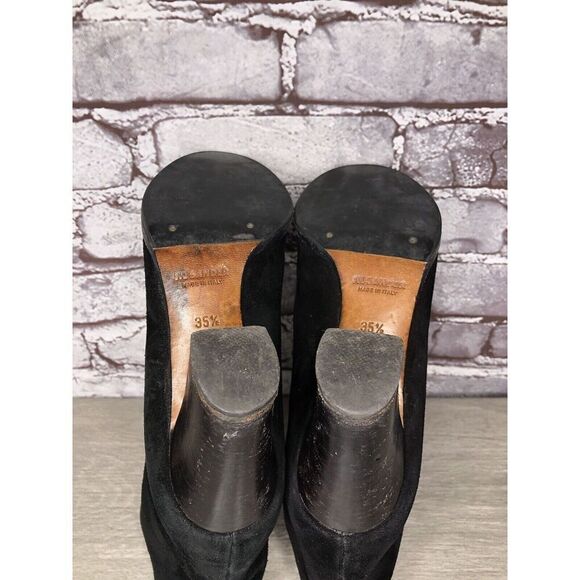 Jil Sander Black Suede Leather Pull On Heel Booties Boots Women Sz 35.5EU/5M US - Picture 13 of 16